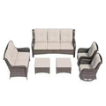 UPTIOT 6-Piece Wicker Outdoor Patio Conversation Set with Cushions