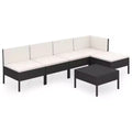 vidaXL Patio Lounge Set Outdoor Sectional Sofa Set Table Poly Rattan Black