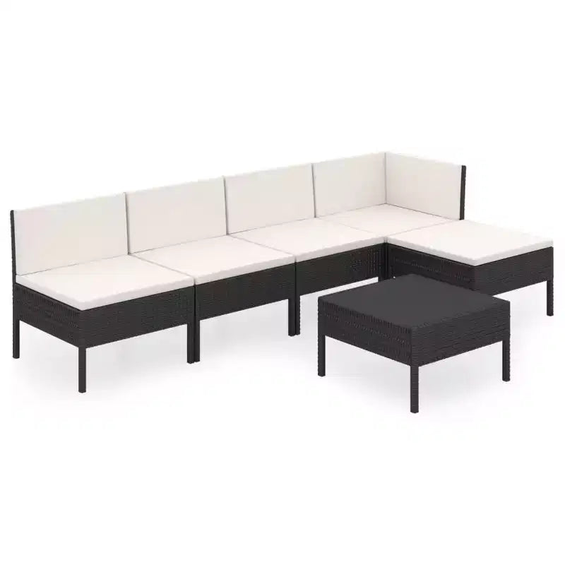 vidaXL Patio Lounge Set Outdoor Sectional Sofa Set Table Poly Rattan Black