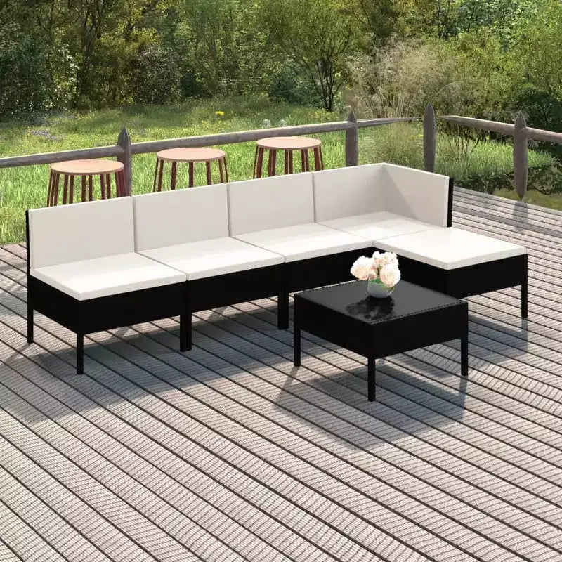 vidaXL Salon de jardin modulaire avec table en résine tressée noir