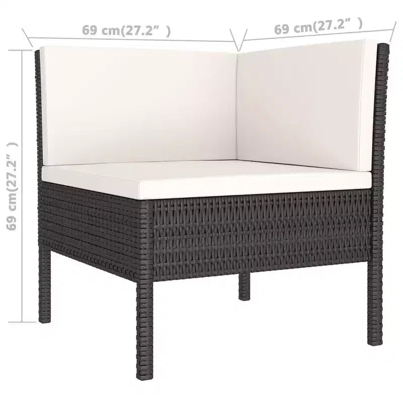 vidaXL Salon de jardin modulaire avec table en résine tressée noir