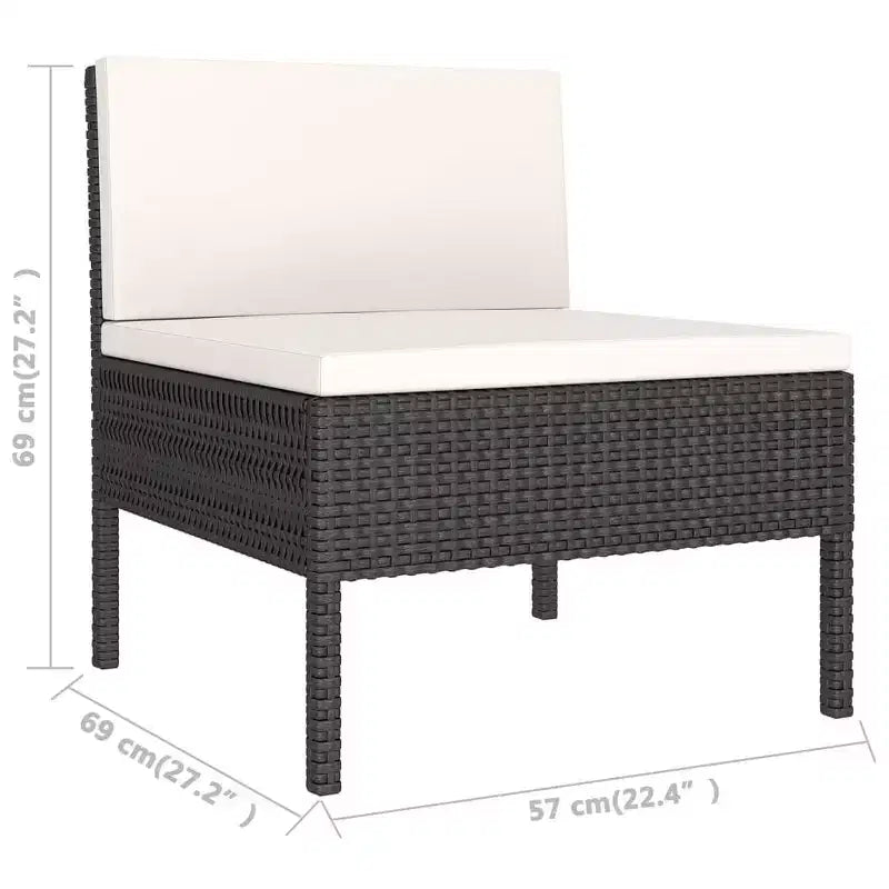 vidaXL Salon de jardin modulaire avec table en résine tressée noir