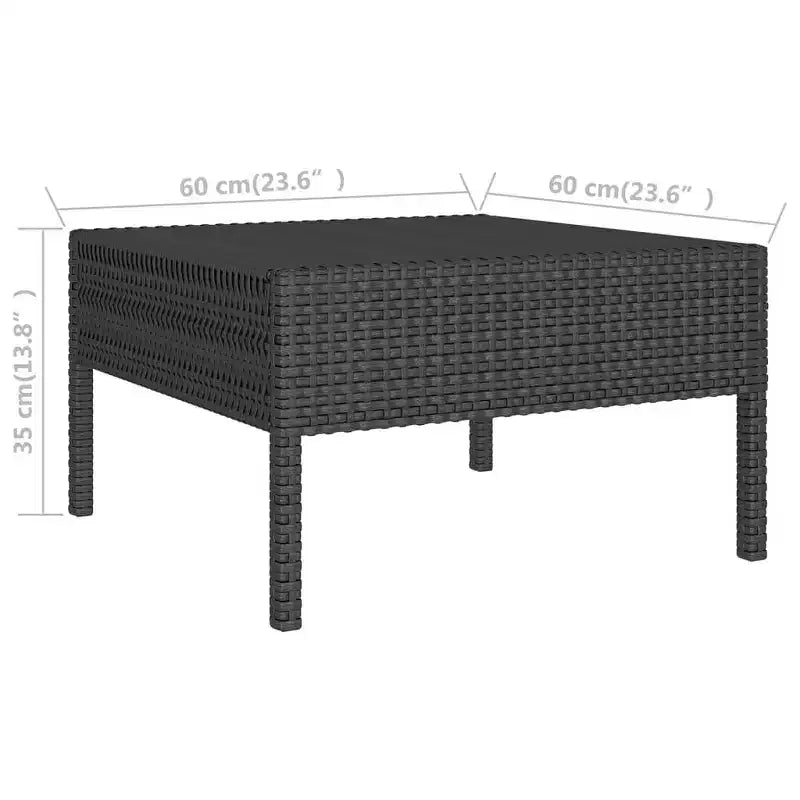 vidaXL Salon de jardin modulaire avec table en résine tressée noir