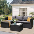 Celebalcony 3 Pieces Patio Furniture Set, Outdoor Wicker Sectional Sofa with Coffee Table, Anti-Slip & All-Weather Cushions for Garden,Backyard