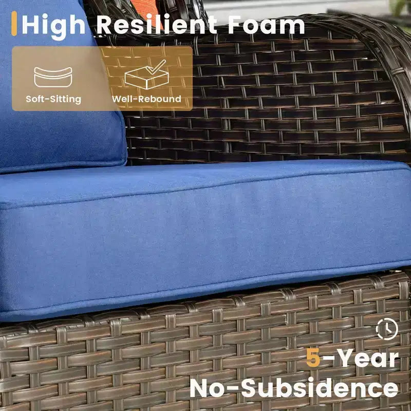 HOMLUX Ensemble de 6 meubles de patio extérieurs, canapé à dossier haut et fauteuils pivotants