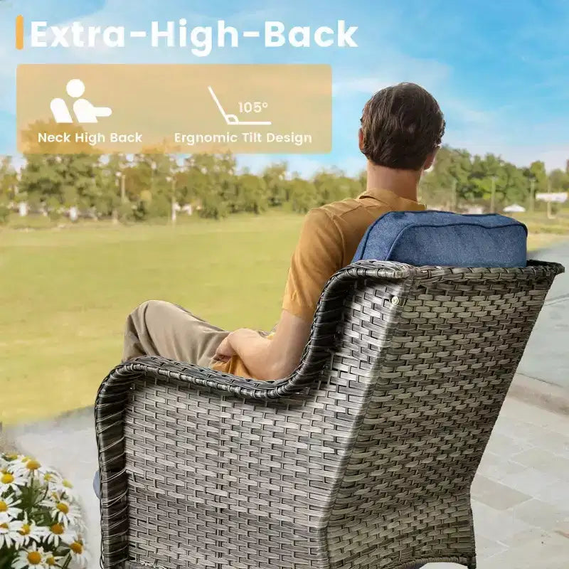 HOMLUX Ensemble de 6 meubles de patio extérieurs, canapé à dossier haut et fauteuils pivotants