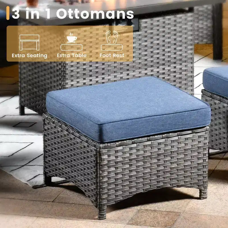HOMLUX Ensemble de 6 meubles de patio extérieurs, canapé à dossier haut et fauteuils pivotants