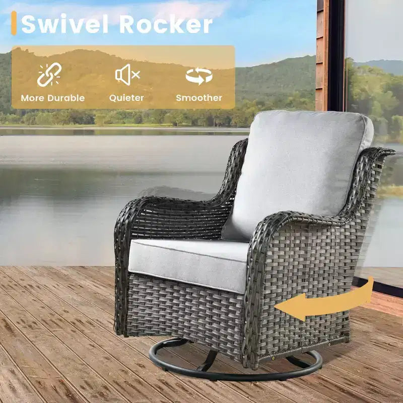 HOMLUX Ensemble de 6 meubles de patio extérieurs, canapé à dossier haut et fauteuils pivotants