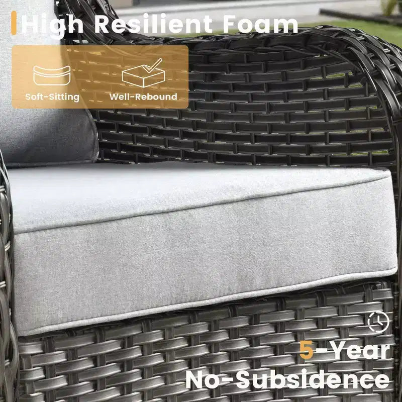 HOMLUX Ensemble de 6 meubles de patio extérieurs, canapé à dossier haut et fauteuils pivotants