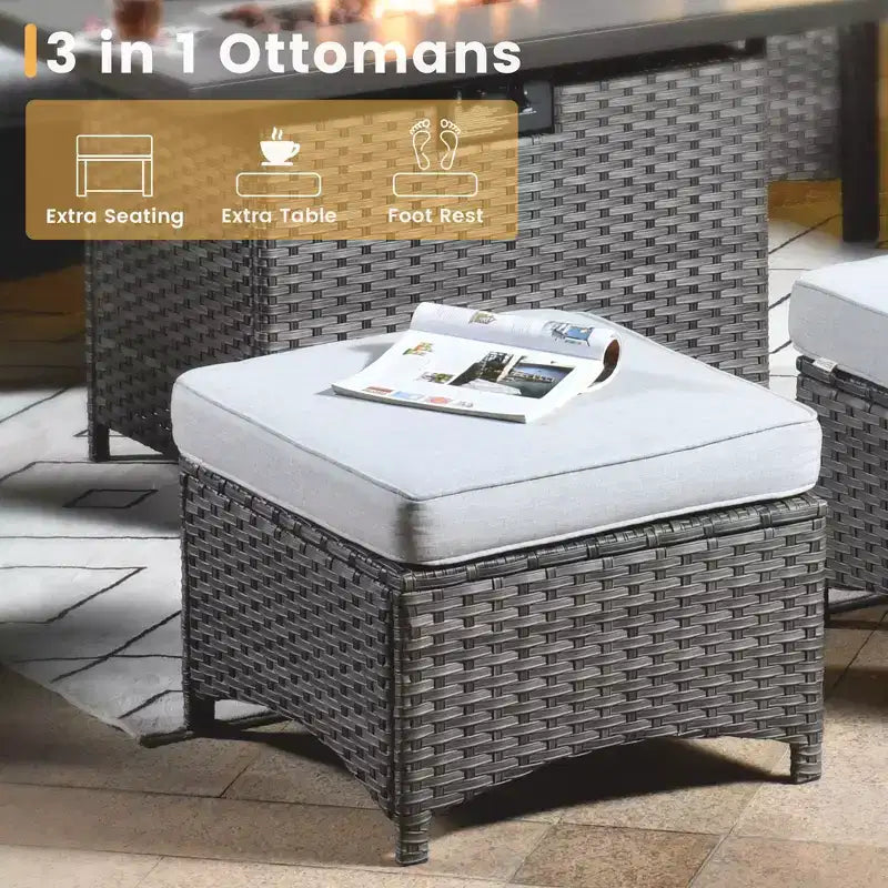 HOMLUX Ensemble de 6 meubles de patio extérieurs, canapé à dossier haut et fauteuils pivotants