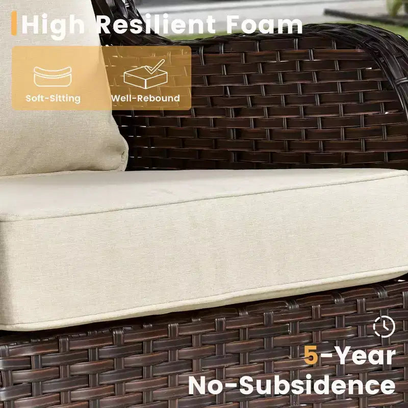 HOMLUX Ensemble de 6 meubles de patio extérieurs, canapé à dossier haut et fauteuils pivotants