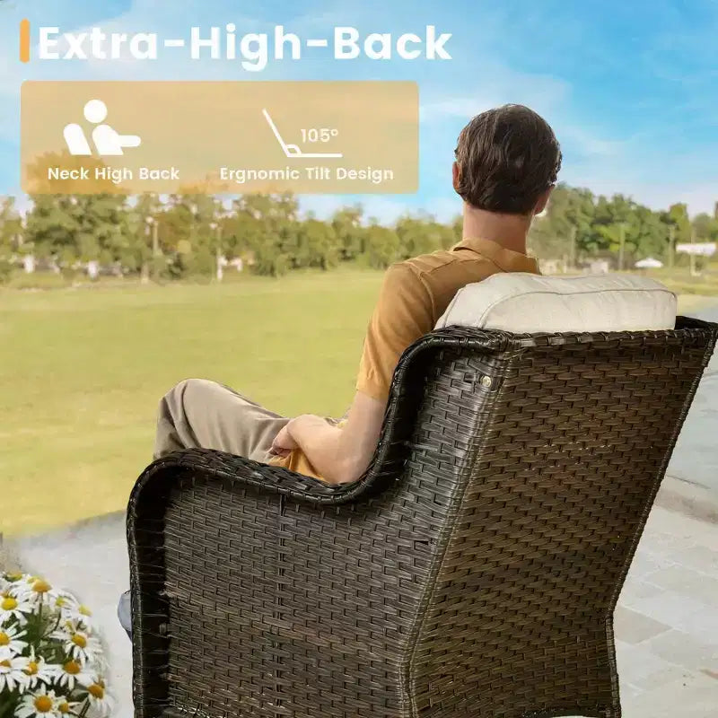 HOMLUX Ensemble de 6 meubles de patio extérieurs, canapé à dossier haut et fauteuils pivotants