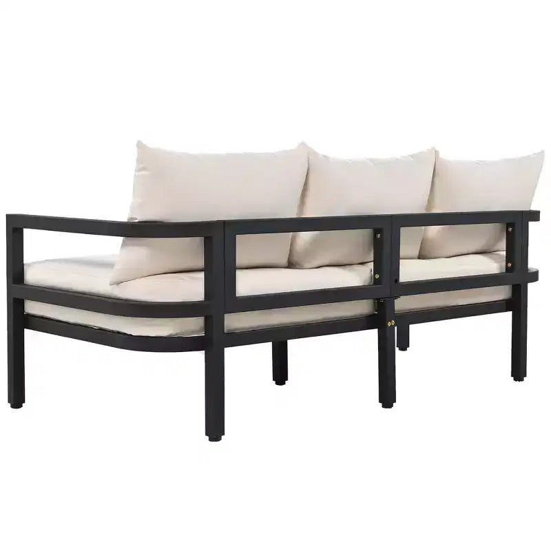 Ensemble de canapés de patio Whisen avec table basse, facile à nettoyer, montage rapide et acier résistant à la rouille - Beige