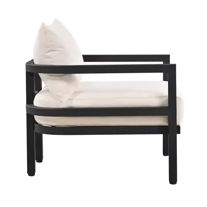 Ensemble de canapés de patio Whisen avec table basse, facile à nettoyer, montage rapide et acier résistant à la rouille - Beige