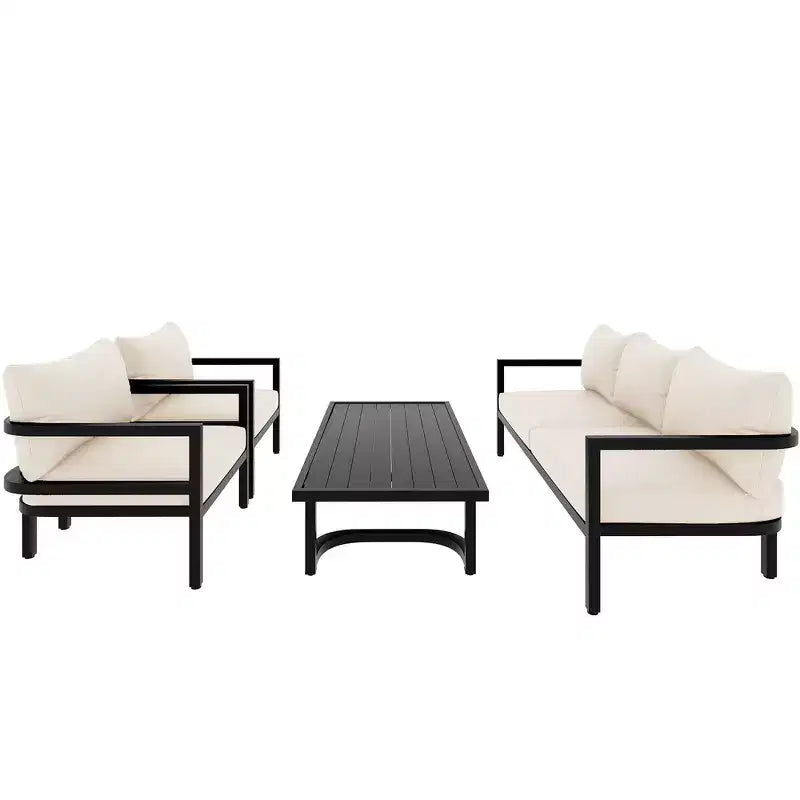Ensemble de canapés de patio Whisen avec table basse, facile à nettoyer, montage rapide et acier résistant à la rouille - Beige