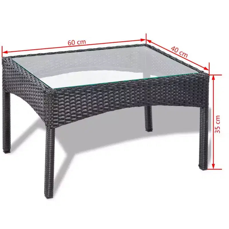 vidaXL Salon de jardin 4 pièces en résine tressée avec coussins Noir