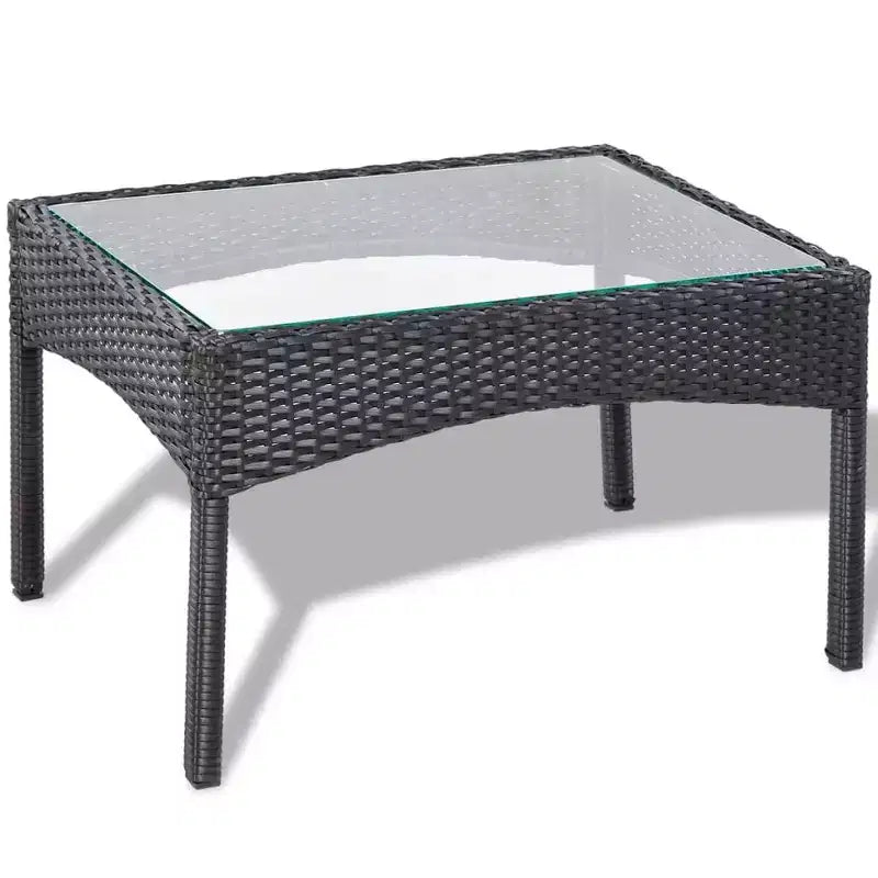 vidaXL Salon de jardin 4 pièces en résine tressée avec coussins Noir