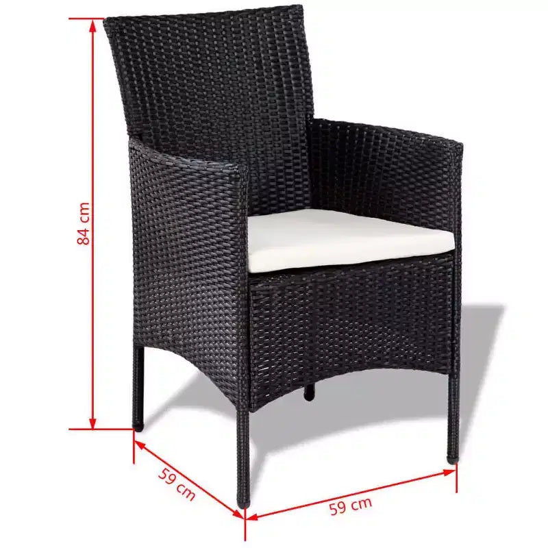 vidaXL Salon de jardin 4 pièces en résine tressée avec coussins Noir