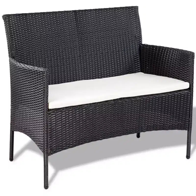 vidaXL Salon de jardin 4 pièces en résine tressée avec coussins Noir