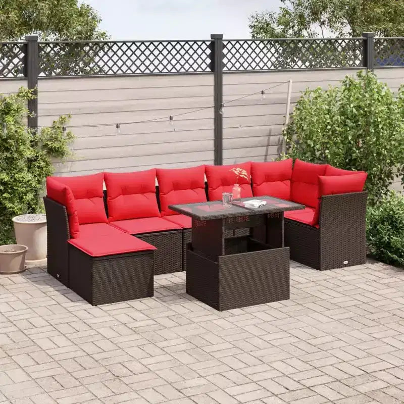 vidaXL Salon de jardin 8 pièces avec coussins résine tressée noir