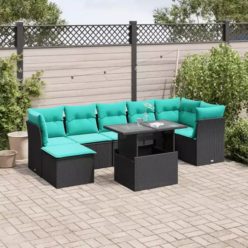 vidaXL Salon de jardin 8 pièces avec coussins résine tressée noir