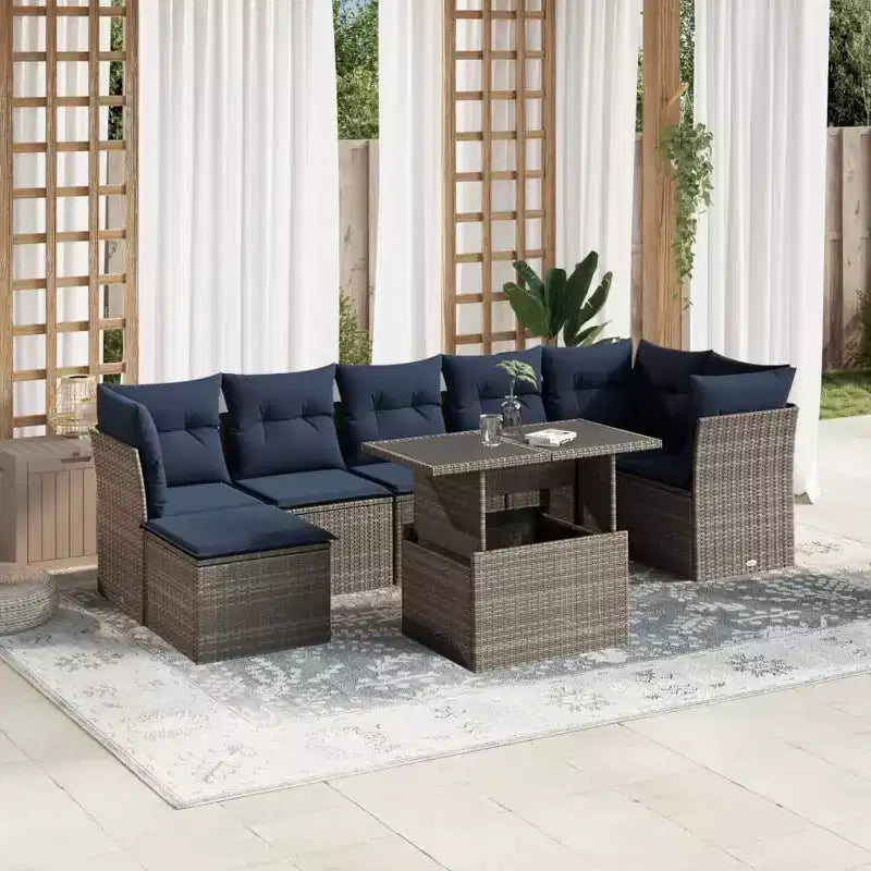 vidaXL Salon de jardin 8 pièces avec coussins résine tressée noir