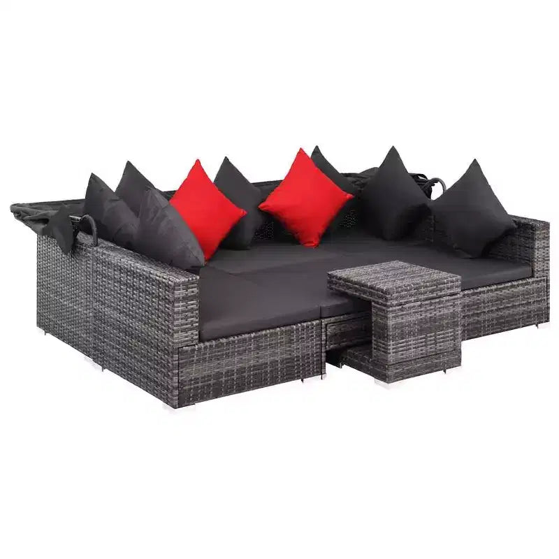 vidaXL Salon de jardin en rotin Gris et gris foncé