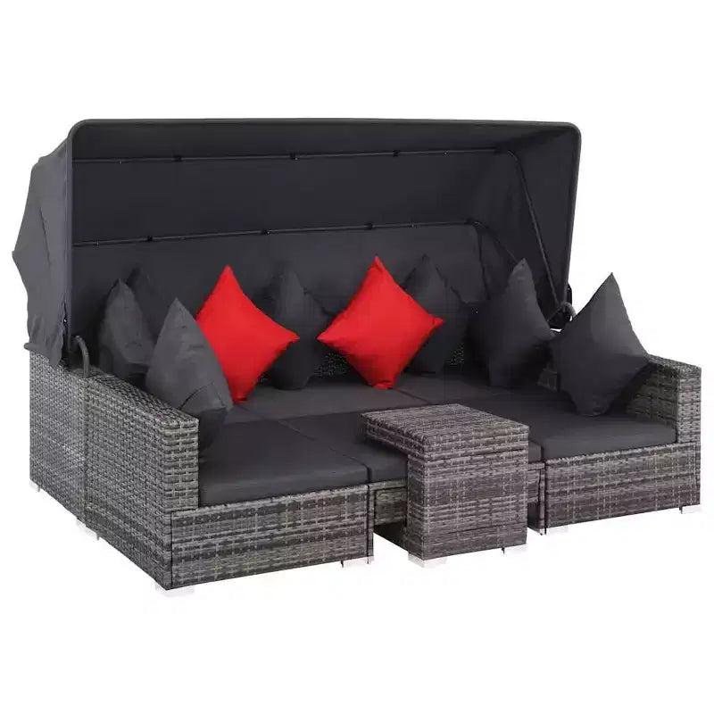 vidaXL Salon de jardin en rotin Gris et gris foncé