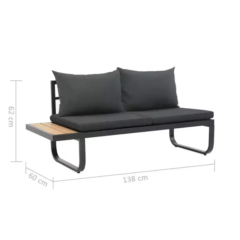 vidaXL Salon de jardin d'angle 2 places avec coussins Aluminium et WPC