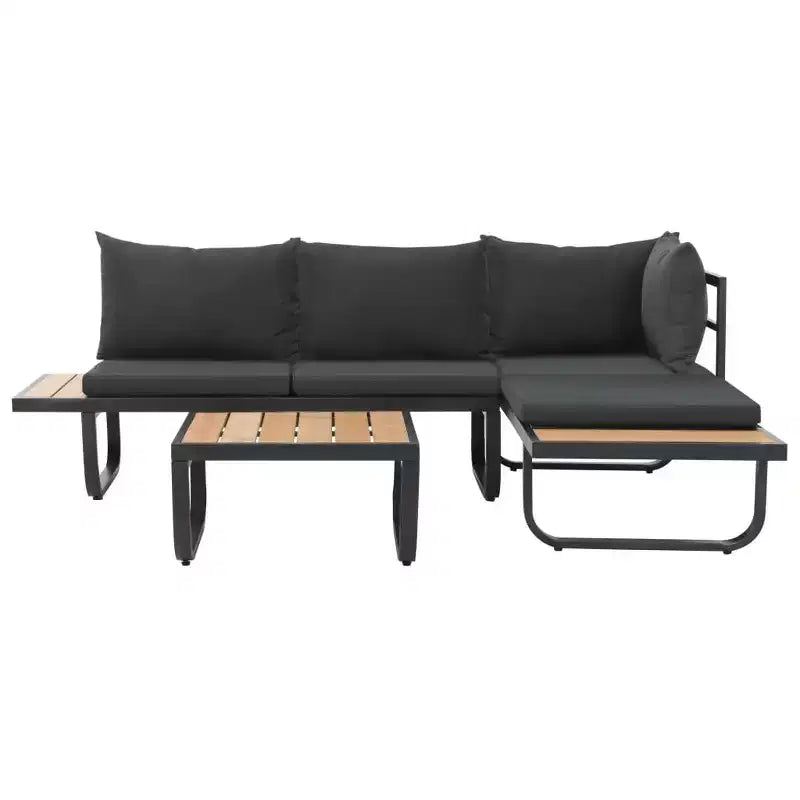 vidaXL Salon de jardin d'angle 2 places avec coussins Aluminium et WPC