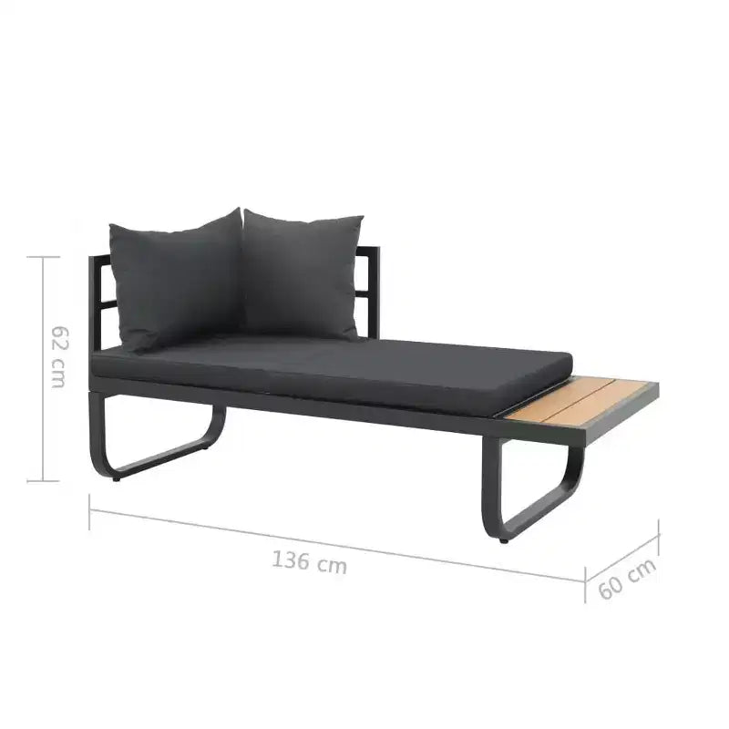 vidaXL Salon de jardin d'angle 2 places avec coussins Aluminium et WPC