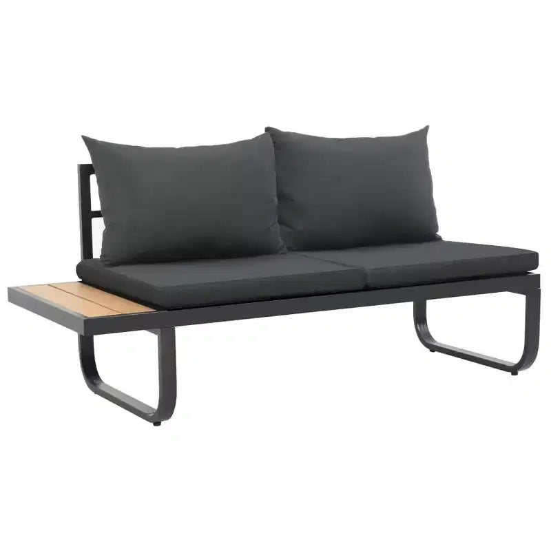 vidaXL Salon de jardin d'angle 2 places avec coussins Aluminium et WPC
