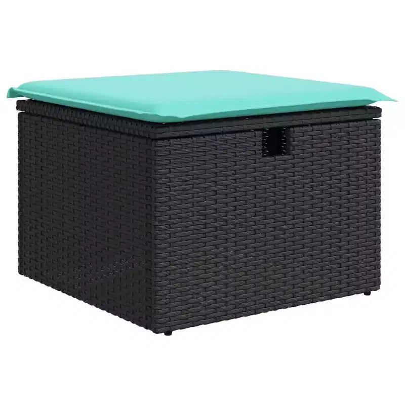 vidaXL Salon de jardin avec coussins 8 pcs Résine tressée noir - Noir sans table Bleu