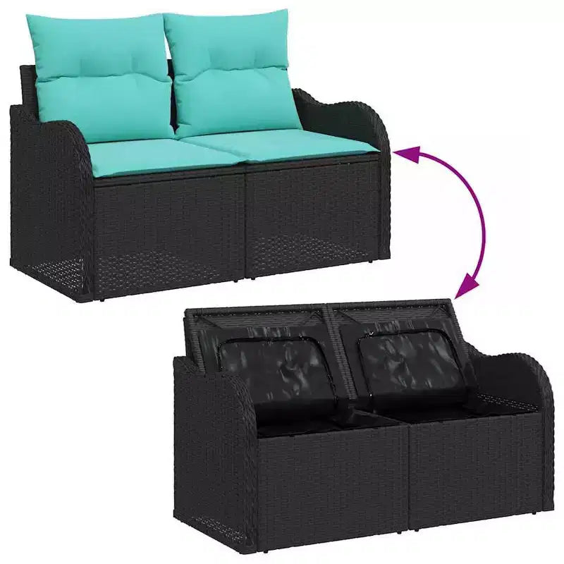 vidaXL Salon de jardin avec coussins 4 pcs Résine tressée noire