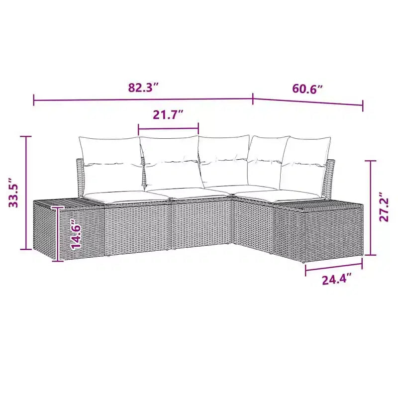 vidaXL Salon de jardin avec coussins 4 pcs Noir et turquoise