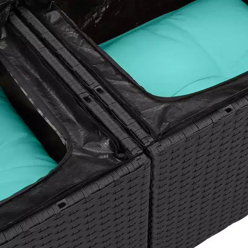 vidaXL Salon de jardin avec coussins 4 pcs Noir et turquoise