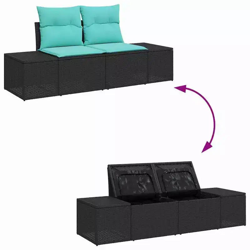 vidaXL Salon de jardin avec coussins 4 pcs Noir et turquoise