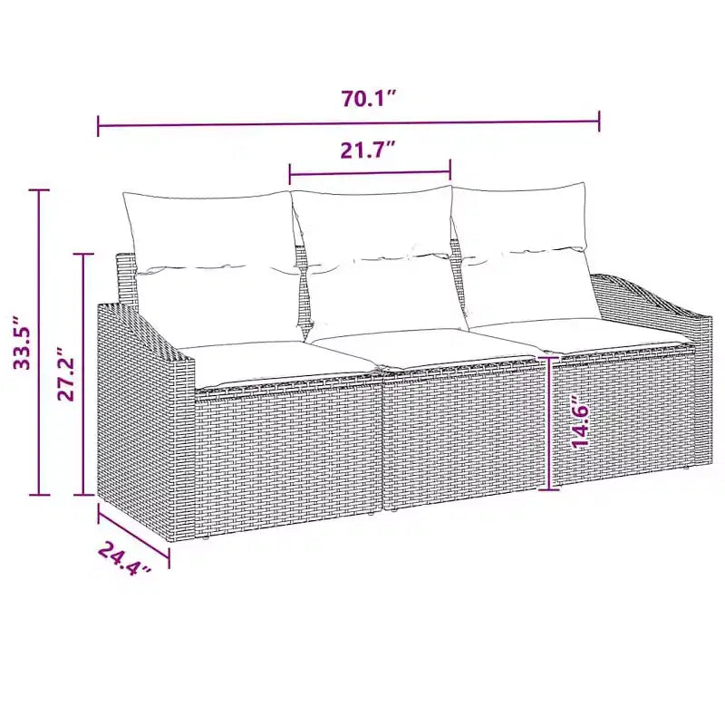 vidaXL Salon de jardin avec coussins 3 pcs - Noir et turquoise