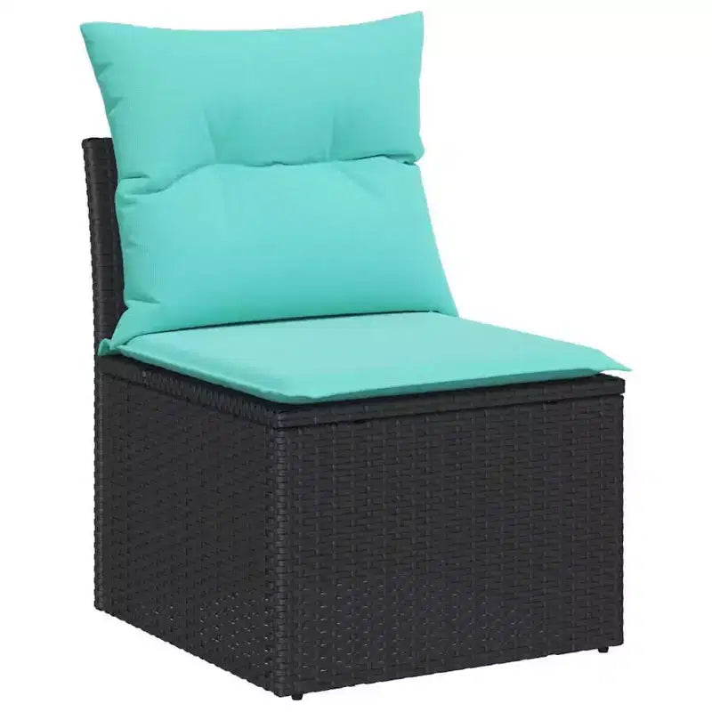 vidaXL Salon de jardin avec coussins 3 pcs - Noir et turquoise