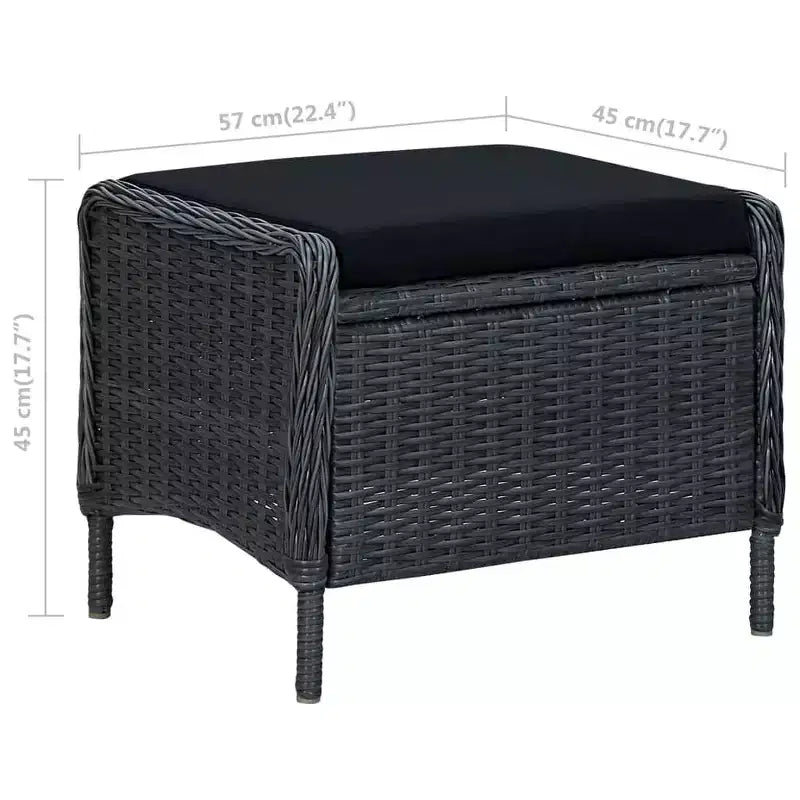 vidaXL Salon de jardin Gris foncé, Noir