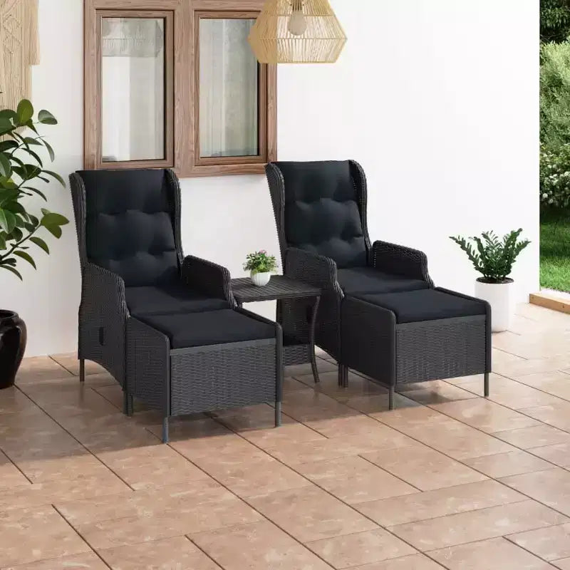 vidaXL Salon de jardin Gris foncé, Noir