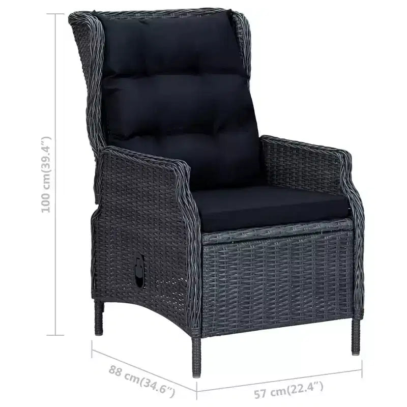 vidaXL Salon de jardin Gris foncé, Noir