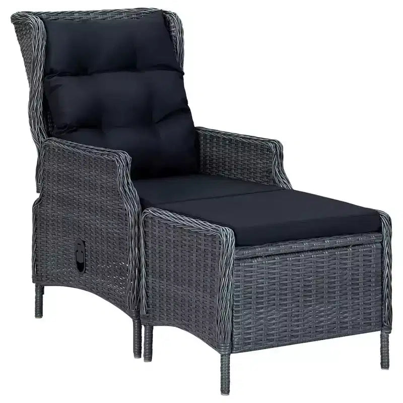 vidaXL Salon de jardin Gris foncé, Noir