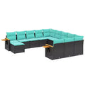 vidaXL 11 Piece Patio Sofa Set with Cushions Black Poly Rattan