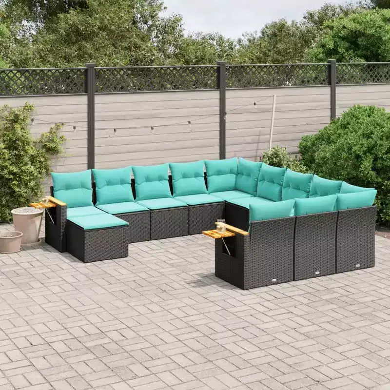 vidaXL Salon de jardin 11 pièces avec coussins en résine tressée noir