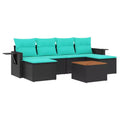 vidaXL 7 Piece Garden Sofa Set with Cushions Black Poly Rattan