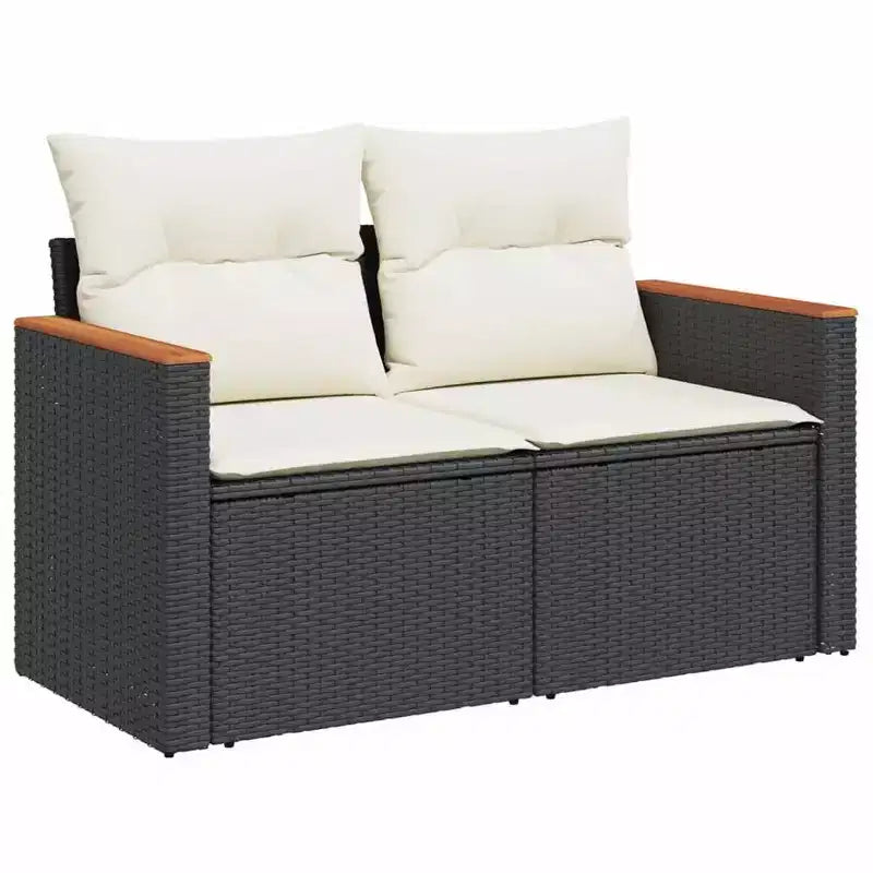 vidaXL Salon de jardin 9 pcs avec coussins résine tressée beige