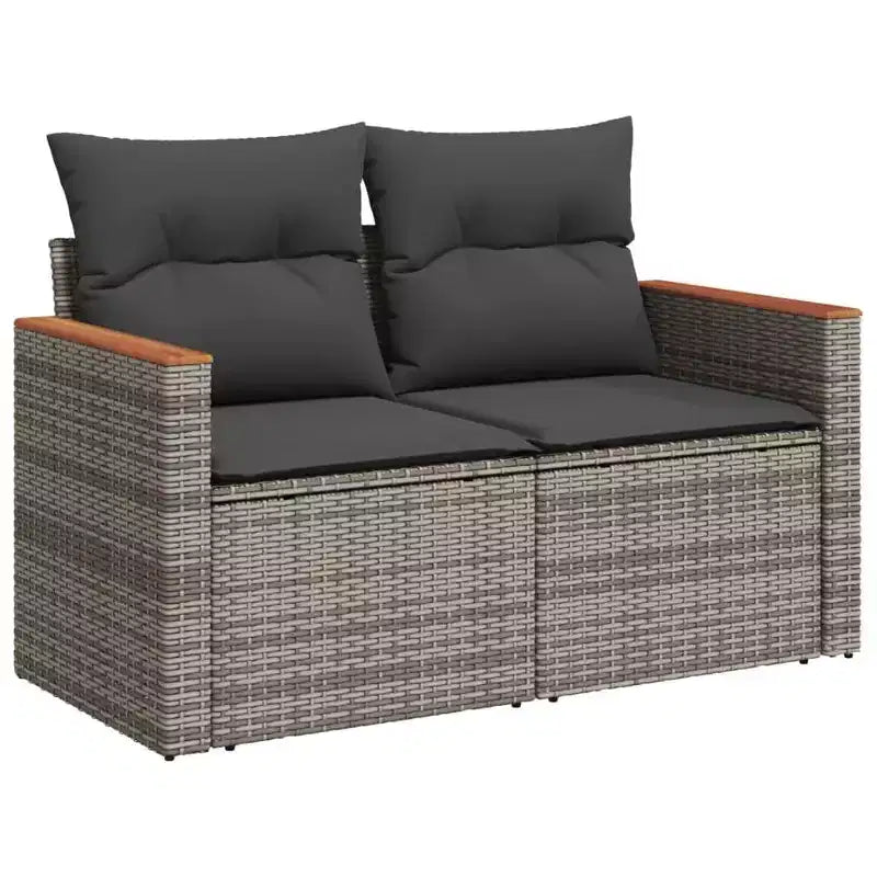 vidaXL Salon de jardin 9 pcs avec coussins résine tressée beige
