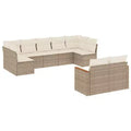 vidaXL 9 Piece Patio Sofa Set with Cushions Beige Poly Rattan