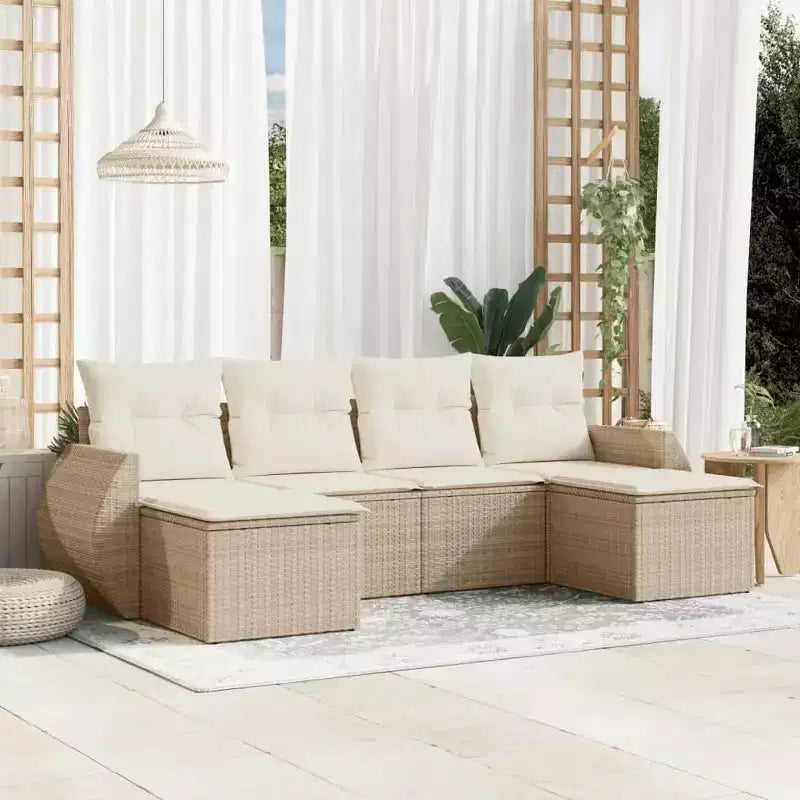vidaXL Salon de jardin avec coussins Mobilier d'extérieur 6 pièces en résine tressée